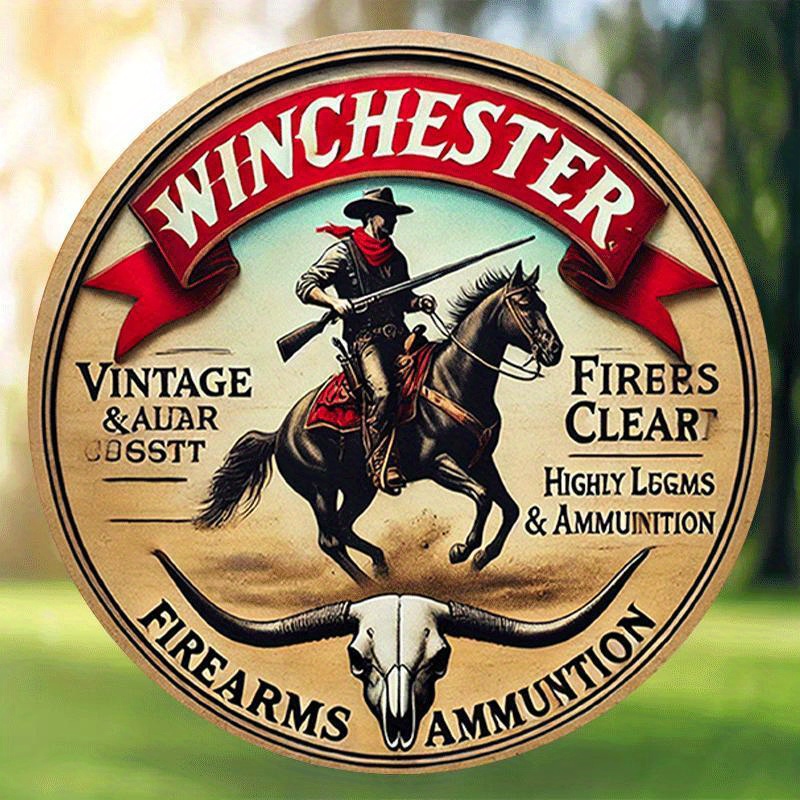 Outdoor Hunting House - Winchester vintage round metal sign for