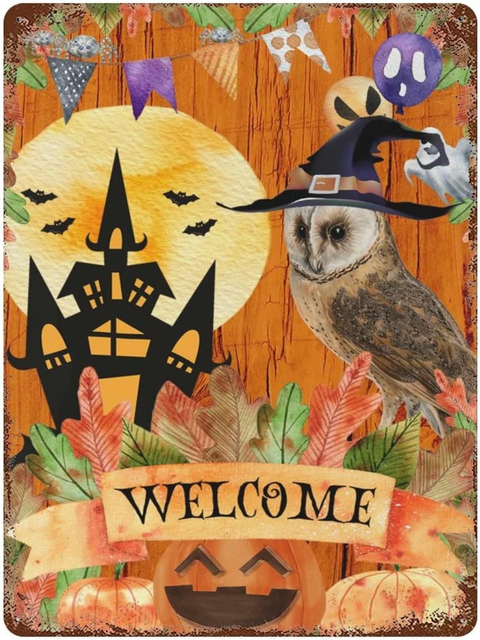 Vintage Halloween Metal Tin Si - Outdoor Hunting House recension och pris