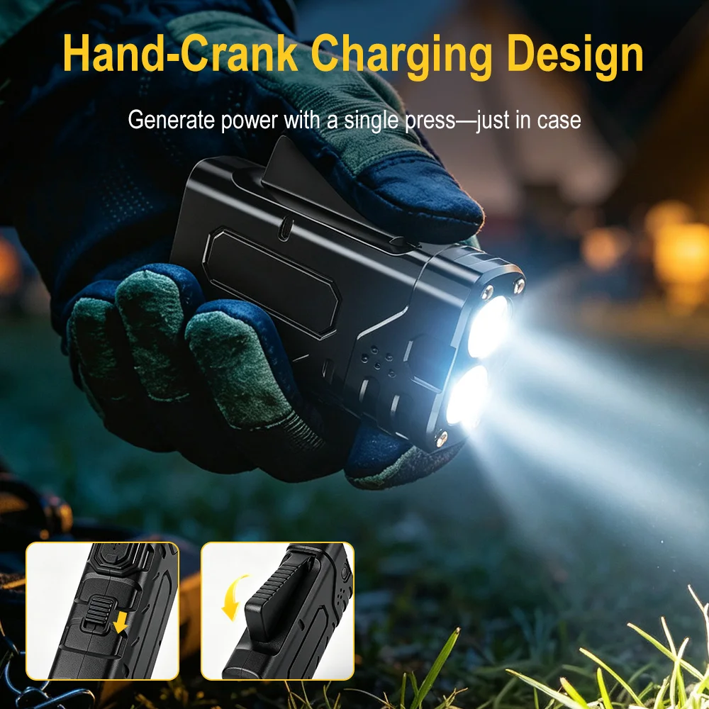 BORUIiT Hand Crank EDC LED Fla - Outdoor Hunting Bike recension och pris